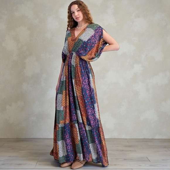 Easel Los Angeles Dresses & Skirts - Bohemian Patchwork Maxi Dress